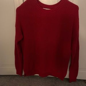 Hollister red long sleeve knit sweater.
